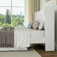 thumbnail image 4 of Einfach King Size Upholstered Bed Frame, Platform Bed with Velvet Wingback Headboard, White, 4 of 11