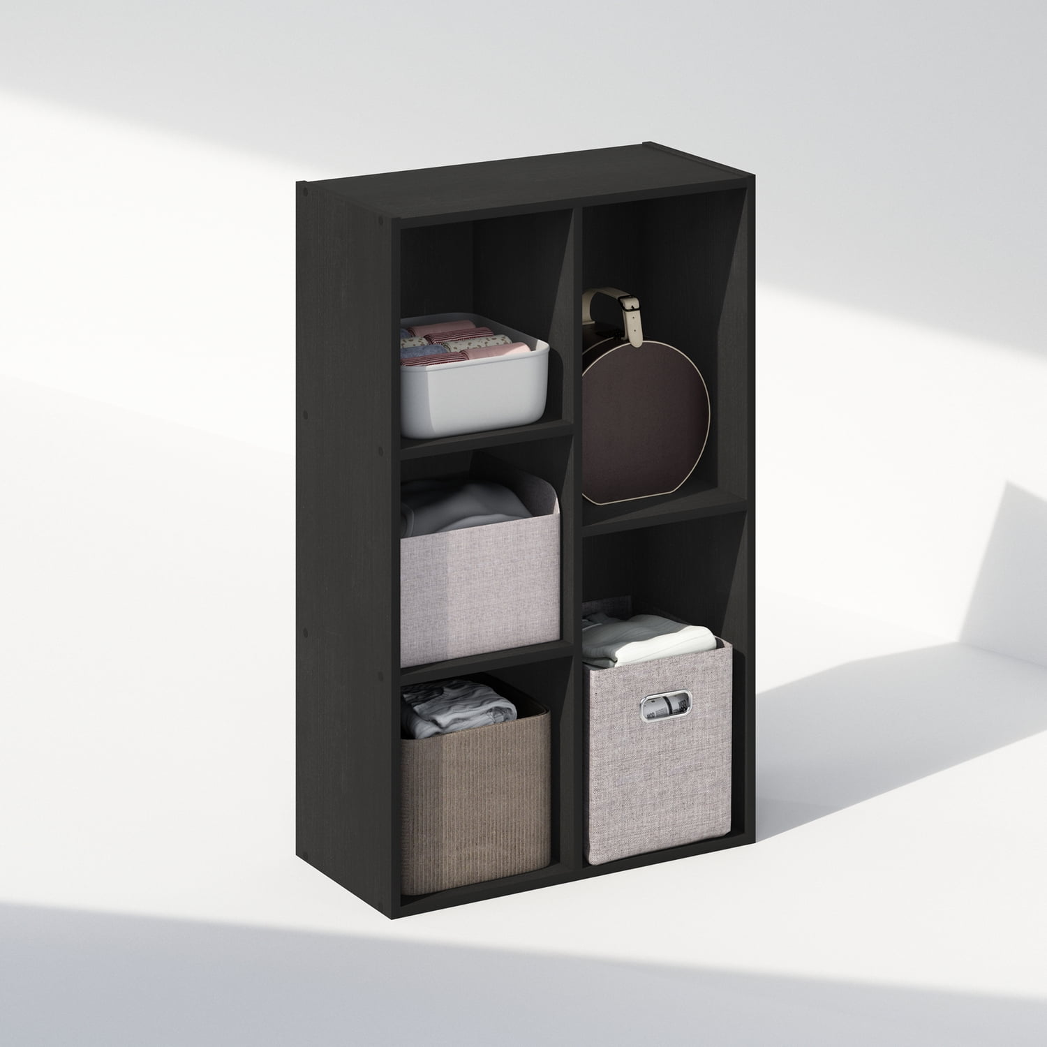 Furinno Reed 5-Cube Open Shelf Multipurpose Closet & Clothing Storage, Storage Organizer, Blackwood