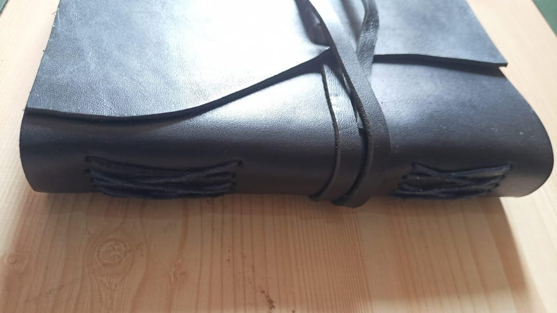 Matte Black Leather Journal Rustic Wrap-Around Tie Closure, Soft-Touch Finish, 7x5 In Notebook, 240 Pages, Ideal for Writing, Personal Diary
