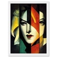 thumbnail image 1 of Modern Abstract Portrait Of A Woman Multiple Personalities Artwork Framed Wall Art Print A4, 1 of 4