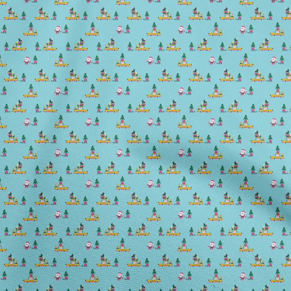 oneOone Polyester Spandex Turquoise Blue Fabric Christmas Dress Material Fabric Print Fabric By The Yard 56 Inch Wide