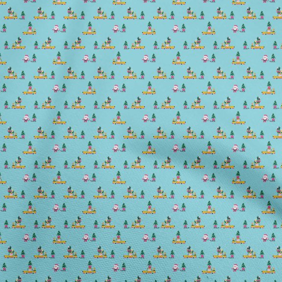 oneOone Polyester Spandex Turquoise Blue Fabric Christmas Dress Material Fabric Print Fabric By The Yard 56 Inch Wide