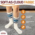 thumbnail image 3 of F|B Striped Retro Crew Socks for Women - Pair of 5 Triple Striped Socks with Terry Cushioned Sole, 3 of 6