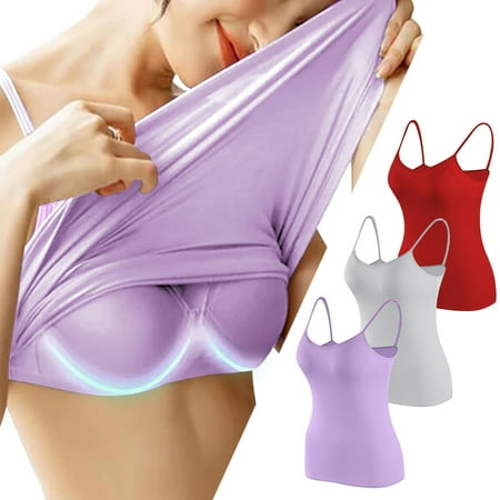 Njoeus Cute Summer Tops for Women Womens Tops Dressy Casual 3 Pack Tank Tops for Women  Camisoles for Women with Built in Bra Basic Yoga Workout Tank Tops Sleeveless Sports Undershirts Tank for Teen G