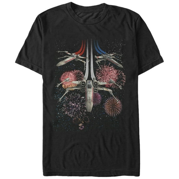 Men's Star Wars Fourth of July X-Wing Fireworks Graphic Tee Black X Large