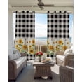 thumbnail image 6 of Sunflower Blackout Curtains for Bedroom Living Room Darkening Curtains 84 Inch Length 2 Panels Set Retro Buffalo Plaid Black White Country Bee Window Curtain Window Treatment Grommet Drapes 42"x84", 6 of 9