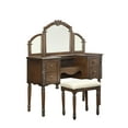 thumbnail image 2 of 46" X 19" X 35" Oak Wooden Vanity Desk And Stool, 2 of 2