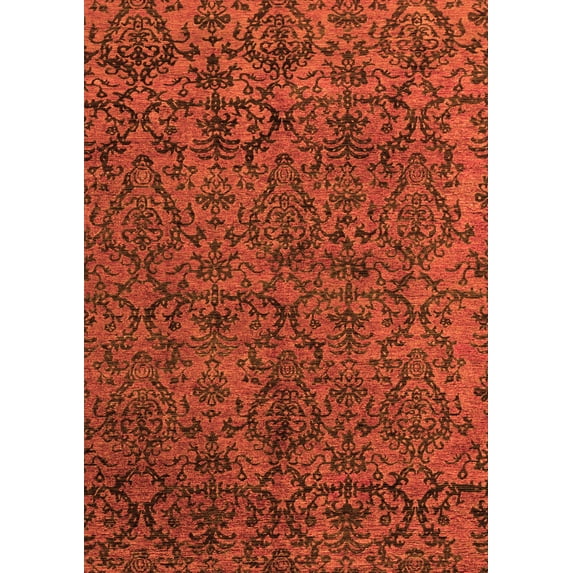 Ahgly Company Indoor Rectangle Oriental Orange Modern Area Rugs, 3' x 5'
