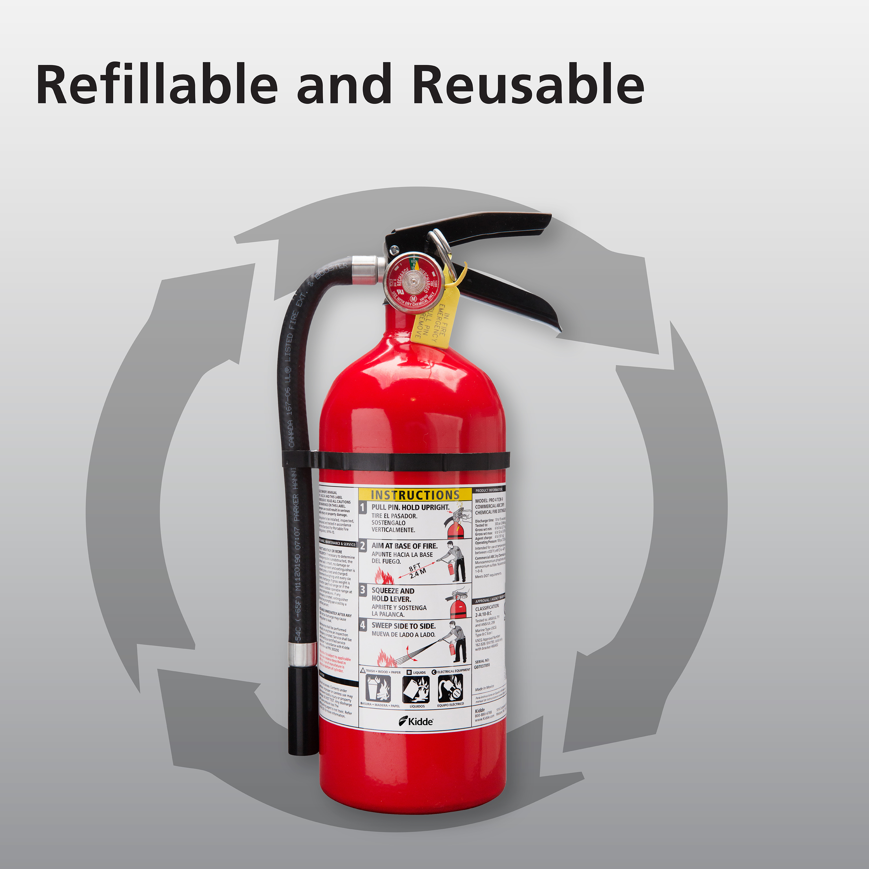 Kidde Pro 210 Fire Extinguisher, 4lb, 2-A, 10-B:C - image 4 of 15