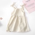 thumbnail image 2 of OSOLU Toddler Kids Girls Solid Color Cotton Linen Pockets Sleeveless Beach Straps Dress Princess Clothes Baby Leisure Dailywear, 5-6 Years, 2 of 3