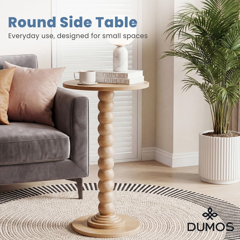 Gianna Round Side Table - Solid Wood Leg Small Drink Table for Living Room Bedroom Office,Wood