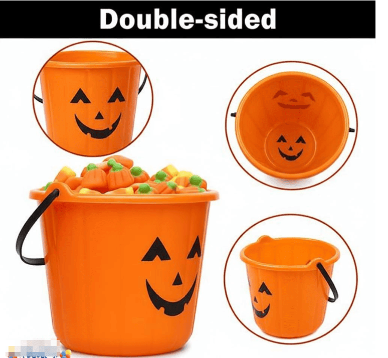 Halloween Pumpkin Pail Bucket Plastic Candy Basket for Trick or Treat
