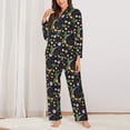 thumbnail image 2 of Fuzoiu Snake And Flower Print Women's Long-Sleeved Pajama,Lounge Button Down Nightwear,Womens Notch Collar Pajama Set-X-Large, 2 of 7