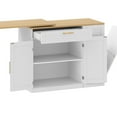 thumbnail image 6 of Uforic Extendable Kitchen Island with Power Outlets & 2 Stools, Kitchen Island Cart with Trash Storage Compartment, White, 6 of 8