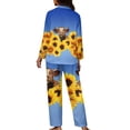 thumbnail image 5 of Kuiaobaty Cattle Sunflower Print Pajamas Set Long Sleeve Sleepwear Womens Button Down Nightwear Soft Pj Loungewear Sets with Pockets, L, 5 of 7