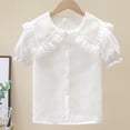 thumbnail image 1 of Odeerbi Camisa de Vestido de Algodón de Las Niñas Flor Bordado de Manga Corta Uniforme de La Escuela Con Bolsillo, 1 of 9