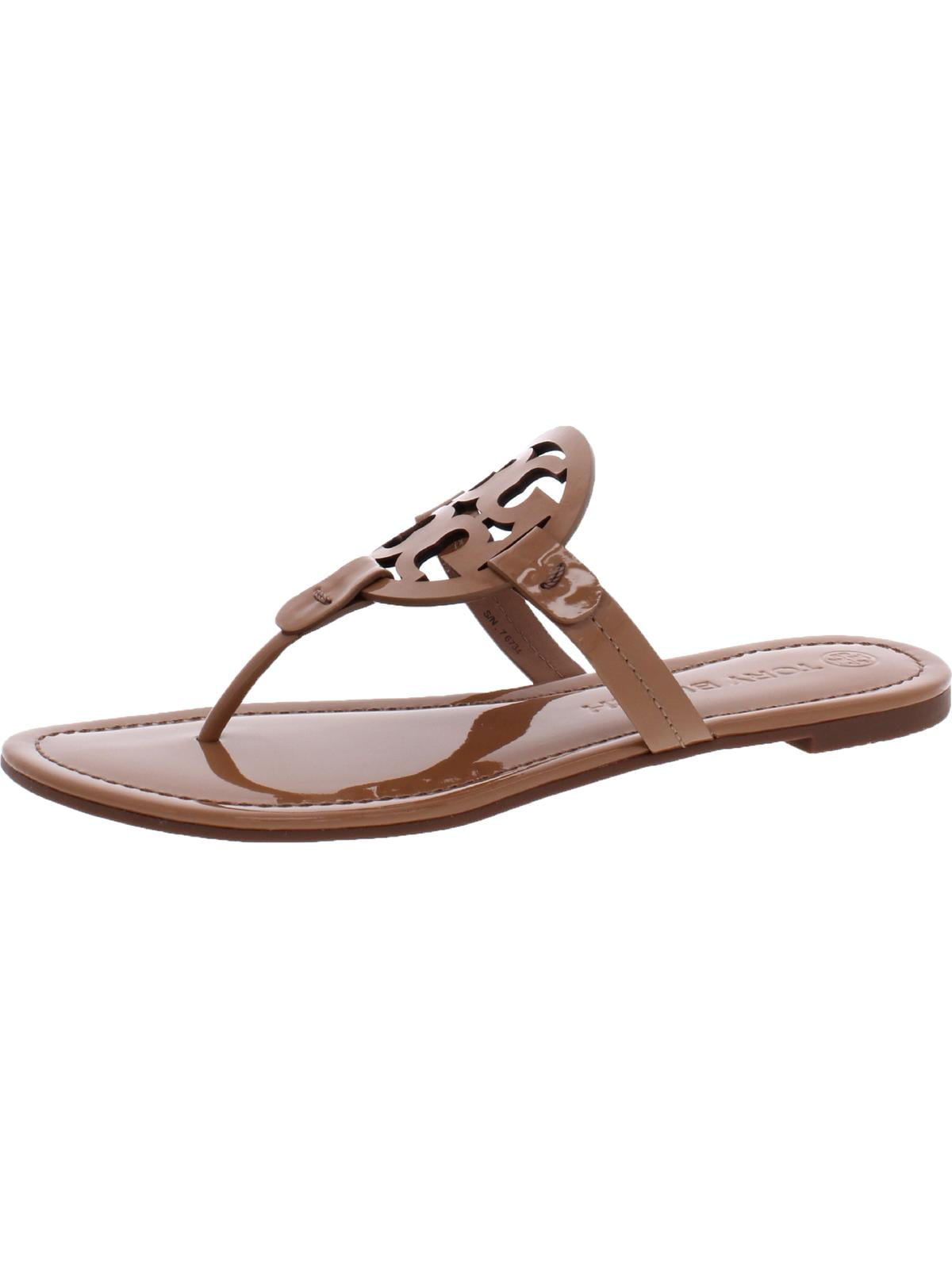 Tory Burch Womens Miller Patent Leather T-Strap Thong Sandals 