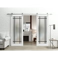 thumbnail image 2 of Sturdy Double Barn Door 56 x 80 inches | Planum 2112 White Silk Frosted Glass | Stainless Steel 13FT Rail Hangers Heavy Set | Solid Panel Interior Doors, 2 of 5