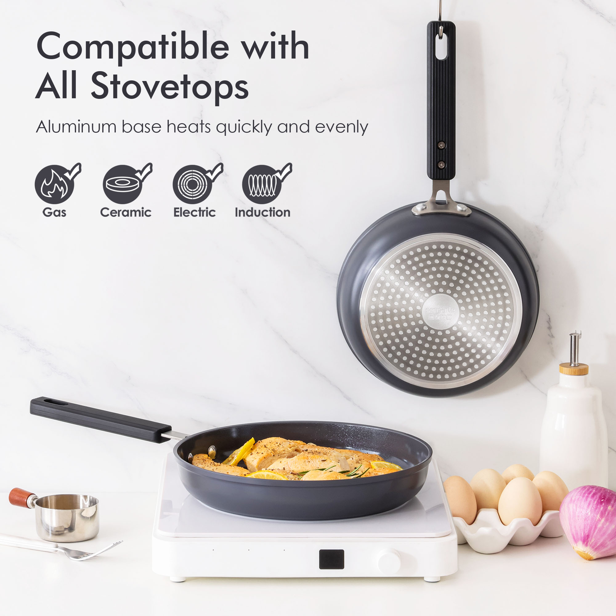 Sensarte 12-Inch Ceramic Nonstick Frying Pan, Gray photo 2