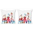 thumbnail image 1 of Music Throw Pillow Cushion Cover Pack of 2, Abstract Colorful Polygonal Instruments Hands and Butterflies Concert, Zippered Double-Side Digital Print, 4 Sizes, Multicolor, by Ambesonne, 1 of 2