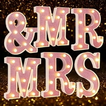Micrency 6 Pcs Mr and Mrs LED Sign  Neon Mr and Mrs Sign for Wedding Table Heart Romantic Candles Light up Letters for Romantic Night Decor(Pink) ﻿