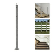 YIYIBYUS Cable Railing Post Stainless Steel Handrail Railing Floor Mounted Stair Rail for Indoor Outdoor Steps Silver