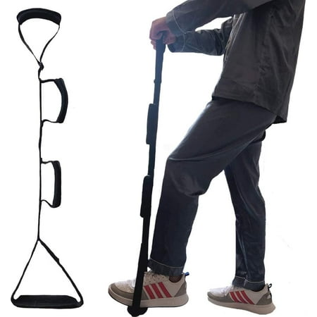Fanwer 35-44 Inch Long Leg Lifter Strap - Multi-Loop Adjustable, Padded Handgrips & Soft Foot Pad, Hip & Knee Replacement Surgery, Rigid Foot Loop & Hand Grip, Mobility Aids for Wheelchair, Car, Bed