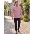 thumbnail image 2 of INSPIRE CHIC Men's Back to School Pinstripe Shirt Long Sleeve Button Down Casual Dress Shirts M Red, 2 of 5