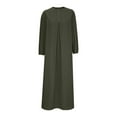 thumbnail image 3 of pstuiky Dresses for Women, Women Long Sleeve Crew Neck Dress Floor-Length Dress Banquet Dress Dress Leisure Army Green XL, 3 of 5