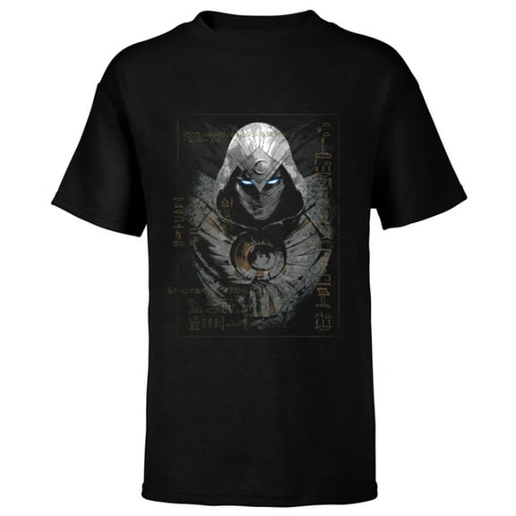 Marvel Moon Knight Glowing Eyes Egyptian Hieroglyphs - Short Sleeve T-Shirt for Kids - Customized-Black