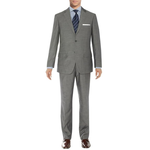 Mens Side Vent 2 Piece Silver Gray Classic Fit Suit