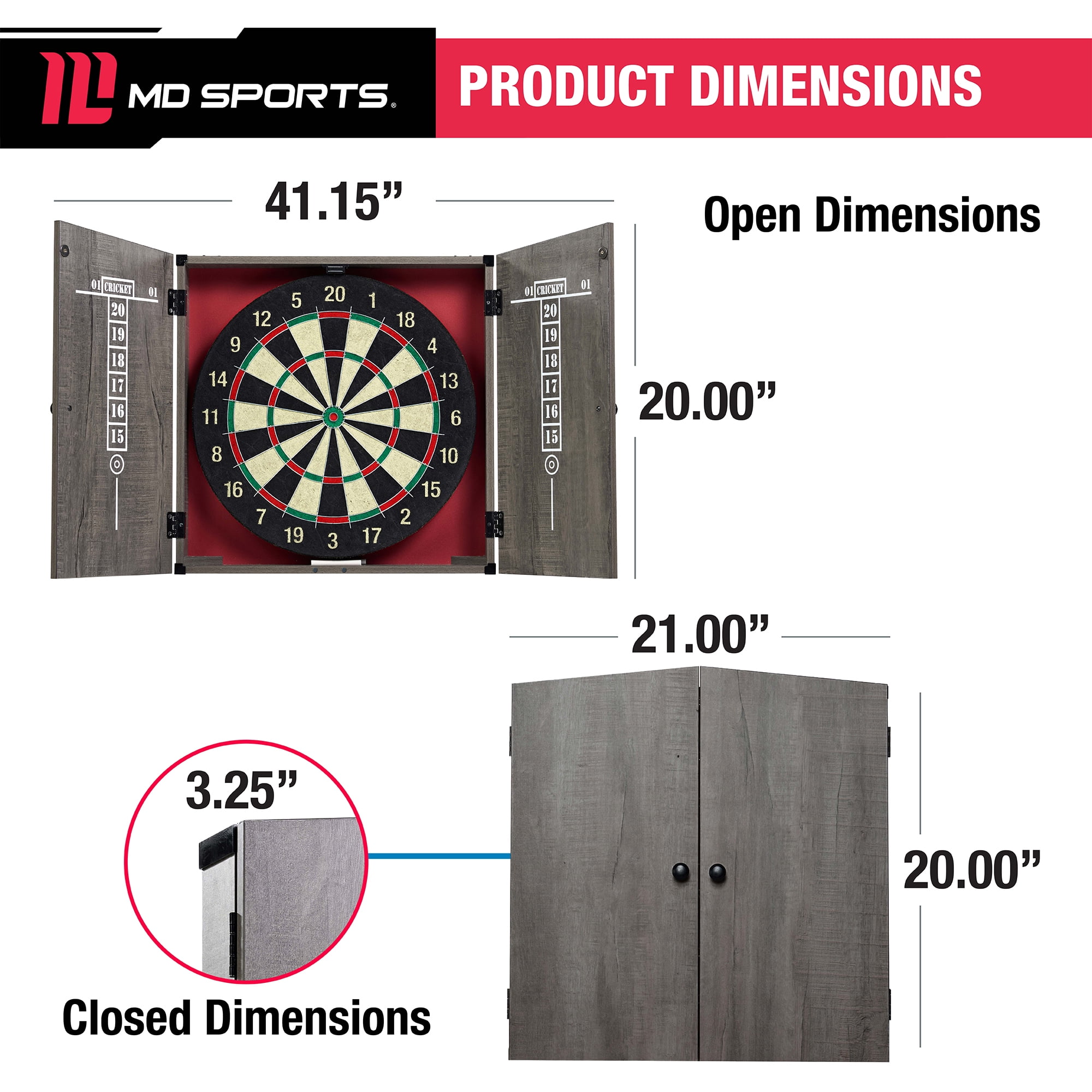 Ensemble de meubles pour cible de fléchettes MD Sports Bristle Armoire À Flechettes En Poils