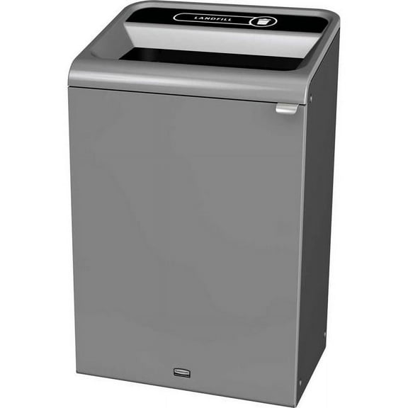 Rubbermaid Commercial Products B2264110 Configure Decorative Steel Trash Can - Landfill Lid - 33 gal - Gray Steni - Pack of 2