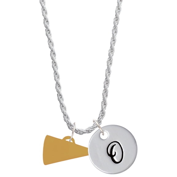 Delight Jewelry Acrylic 3/4" Goldtone Megaphone Silvertone Script Initial Disc - O - Charm Necklace, 20"+3"