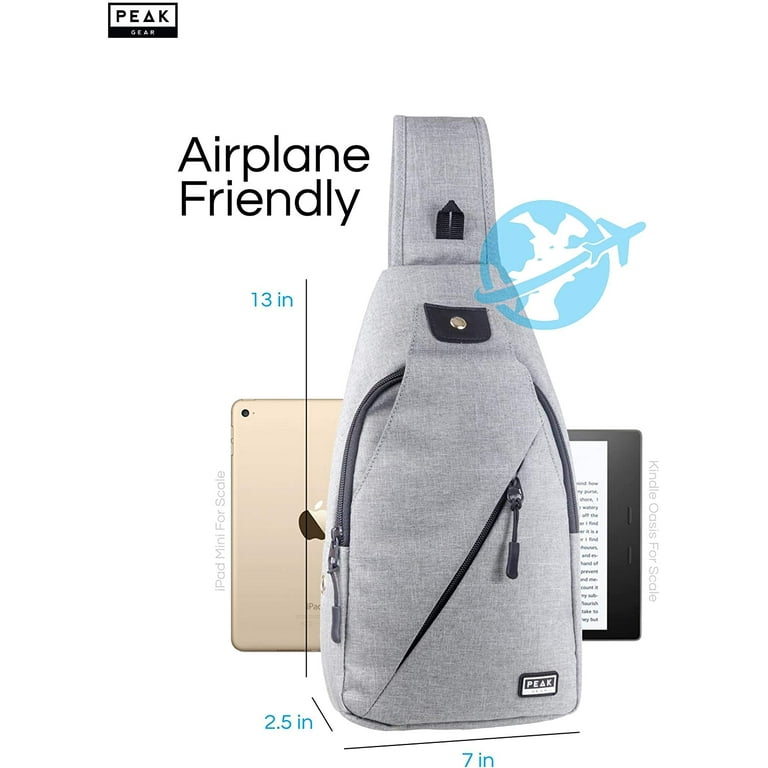 Peak Gear Sling Compact Crossbody Backpack and Day Bag Includes Lifetime Lost Found ID Gray