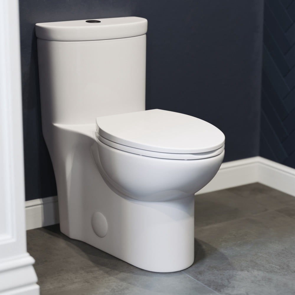 Sublime One Piece Elongated Toilet Dual Flush, Black Hardware 1.1/1.6 gpf