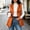 Orange, variant on Hueook Long Puffer Vest for Women Winter Gilet Sleeveless Quilted Padded Coat Warm Outerwear Casual Pocket Orange M