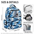 thumbnail image 5 of FKELYI 17 Inch Kids Backpack for Elementary Student Schoolbag Large Capacity School Backpacks Camo Blue Shark Print Casual Daypack Travel Rucksack with Multi-Pockets, 5 of 6