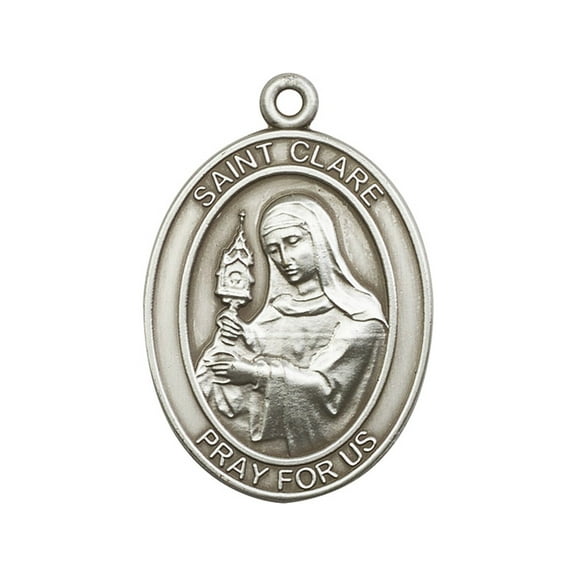 Antique Silver-Plated St. Clare Keychain 1 7/8 x 1 1/4 inches