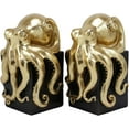 thumbnail image 4 of Ebros Contemporary Gold Color Octopus Bookends Statue Set With Black Base, 4 of 9