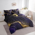 thumbnail image 3 of Homewish Modern Fluid Art 7pcs Bedding Comforter Set,Marble Print Queen Bedding Sets,Black Purple Gold Queen Sheet Sets For Teens,Microfiber Bedroom Decor Reversible, 3 of 8