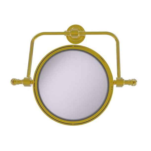 Allied Brass Lancôme Rétro Dot Collection Mur Monté Pivotant Miroir 8 Po de Diamètre avec Grossissement 4X & 44; Laiton Non Laqué