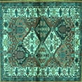 thumbnail image 1 of Ahgly Company Machine Washable Indoor Square Persian Turquoise Blue Traditional Area Rugs, 3' Square, 1 of 4