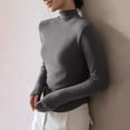 thumbnail image 4 of Women's Fall Winter Turtleneck Long Sleeve Shirts Solid Color Basic Thermal Underwear Tops Gray S, 4 of 5