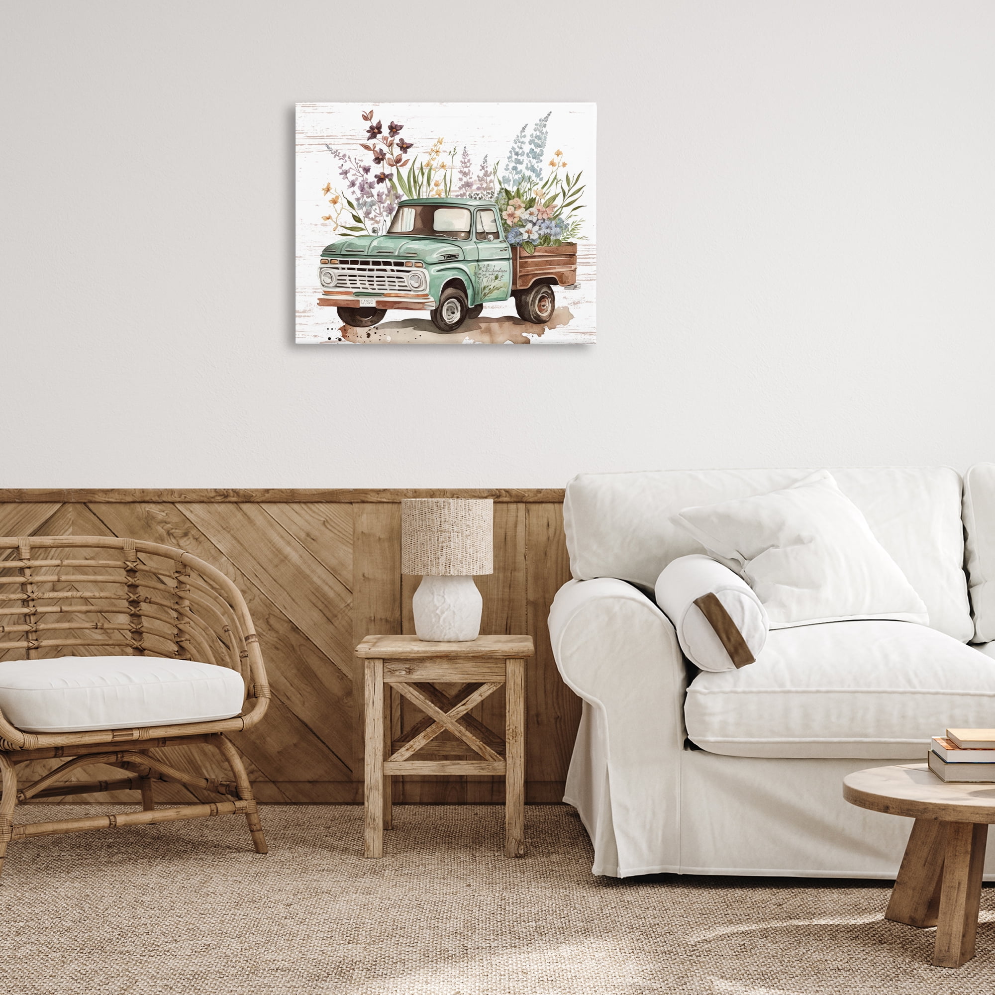 Stupell Industries Floral Herb Truck Transportation Painting Gallery Wrapped Canvas Art Print Wall Art, 30 x 24