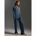 thumbnail image 4 of Conjuntos de Dos Piezas para Mujer, Sudadera de Larga con Cuello en V y Pantalones Anchos, Conjuntos de Chándal para Estar en Neblina S, 4 of 9
