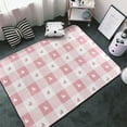 Area Rugs, Pink Plaid Heart Washable Large Rugs for Living Room Dining
