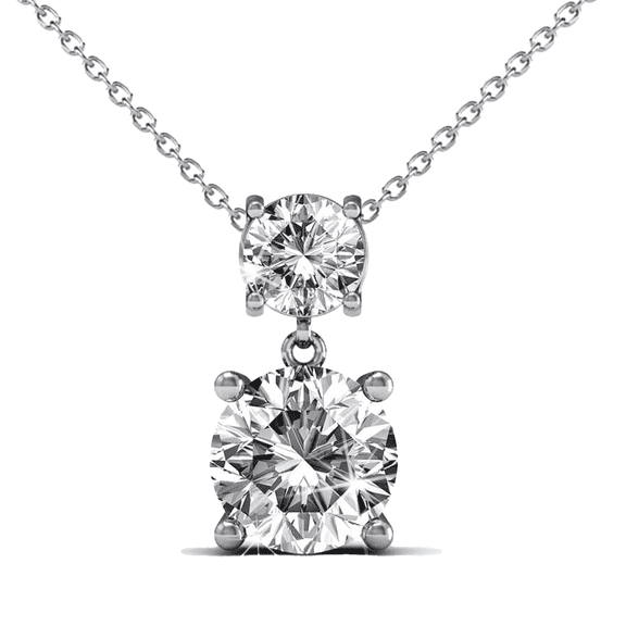 Cate & Chloe Jasmine 18k White Gold Plated Drop Pendant Necklace with Swarovski Crystals for Women