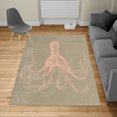 thumbnail image 2 of Octopus Turkish Area Rug, Monochrome Marine Animal Tentacles in Sketch Subaquatic Life Art, Soft Carpet for Living Room Decor with Distressed Look, 2.6' x 5', Pale Pink, by Ambesonne, 2 of 4