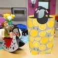thumbnail image 7 of XMXT Large Collapsible Laundry Hamper, Yellow Lemon Cartoon Print Laundry Basket with Aluminum Handle, 50L Yellow, 7 of 7